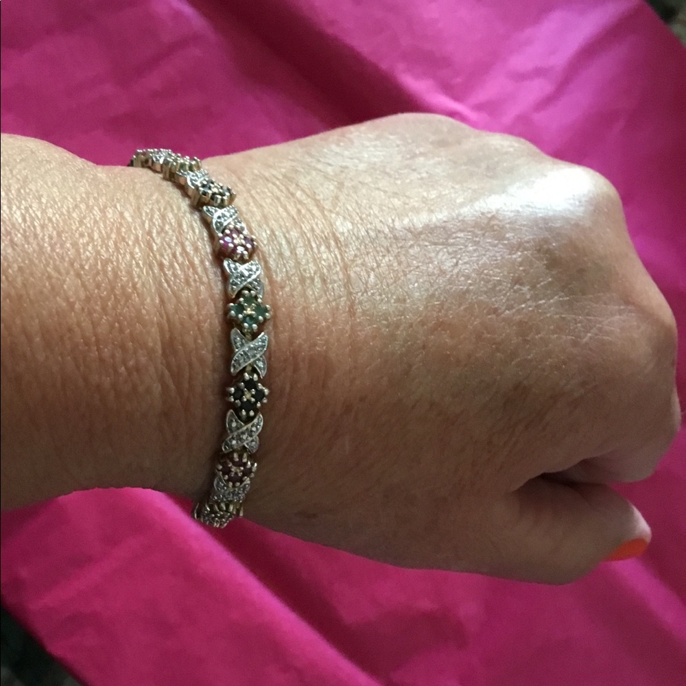 Sterling Silver Multicolor Gemstone Bracelet